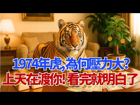 1974年虎：人到中年，為什麼你越來越孤獨？壓力越來越大？這是上天在「渡」你，不是壞事！看完這個，你就全明白了！#1974年屬虎 #屬虎運勢 #生肖命理 #甲寅虎 #大溪水命 #轉運 #屬虎性格