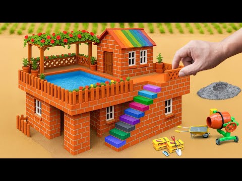 Tractor Build a Brick House With a Mini Pool - DIY Construction Science Project | @MinMinTractor