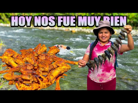 Hoy prepare un rico asado para nuestro almuerzo y salimos de pezca en este hermoso rio - NATHALIA