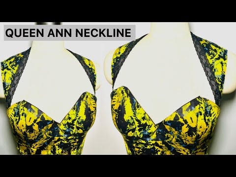 How to Cut and sew a Stylish Bustier Blouse with Queen Ann neckline.