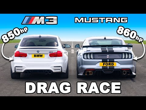 850hp BMW M3 v 860hp Ford Mustang: DRAG RACE