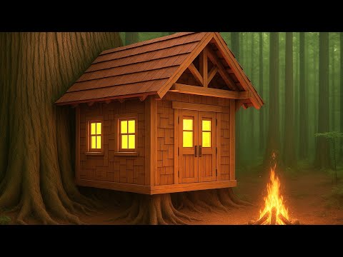 30 days to build a wooden house in the forest
