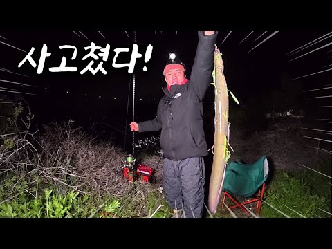 모든 조건이 딱 맞은 날!! 평생 한 마리 잡기 힘든 대물 장어가 잡혔다!