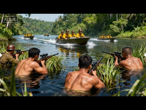 超燃电影：八路軍在岸邊設伏，殲滅十幾艘日軍船隻
