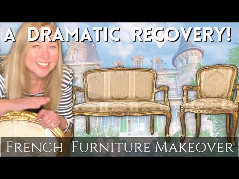 ANTIQUE FRENCH FURNITURE MAKEOVER | How to Do Upholstery & Gold Leaf | LOUIS XVth Shabby to Chic!