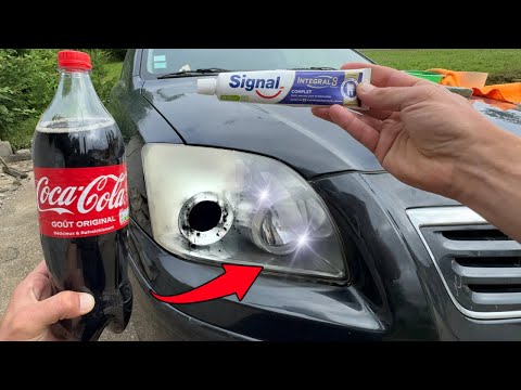 RENOVATE HEADLIGHTS WITH COKE AND TOOTHPASTE IN 5 MINUTES! (incredible result)