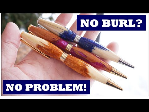 Woodturning | Faux Burl Pens! Making pens from epoxy resin and broken wood pieces!