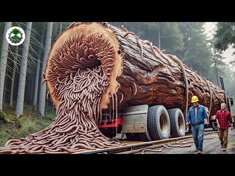 Extreme Dangerous Big Logging Wood Truck Driving Skill | Fastest Chainsaw Cutting Tree Machines #6