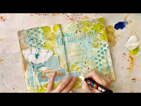 Using Home-Made Texture Paste in a Journal Spread—Journal with Me Full Process Video