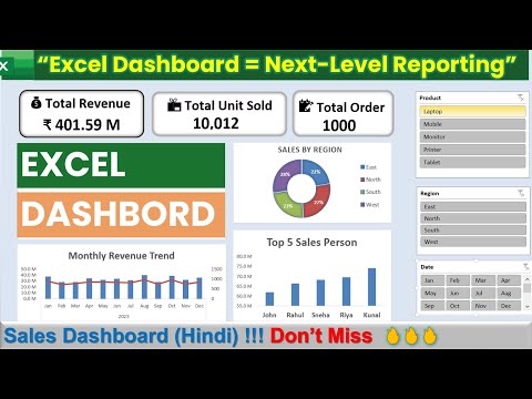 “📊 Excel Dashboard Tutorial (Hindi) | Pivot Table से Dashboard बनाएं | Next-Level Reporting 🚀”