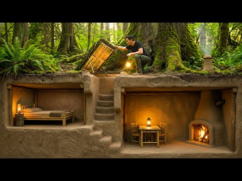 Building a Warm and Secret Dugout for Survival Deep Underground. Bushcraft, Survival Shelter