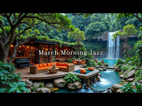 March Morning Jazz By Riverside Ambience | Soft Jazz Music with Nature Therapy Space for Relaxing