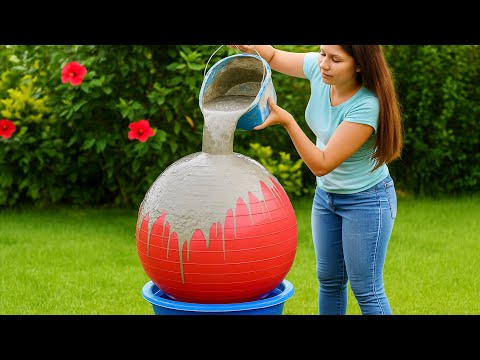 AMAZING / girl recycles cement and balloons into flower pot art / DIY flower pots at home