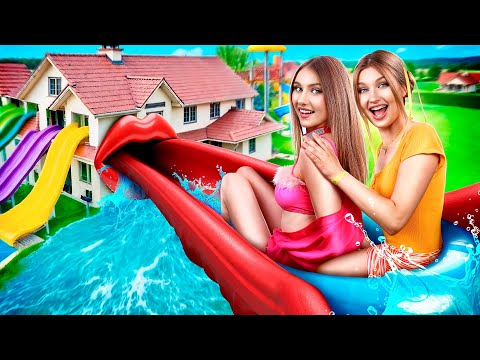 Riesen-Wasserpark im Garten! Wir warfen eine extreme Sommerparty
