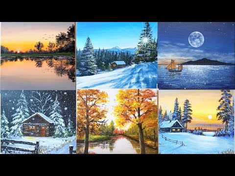 14 Easy Acrylic Painting for Beginners / Acrylic Painting 1 hour