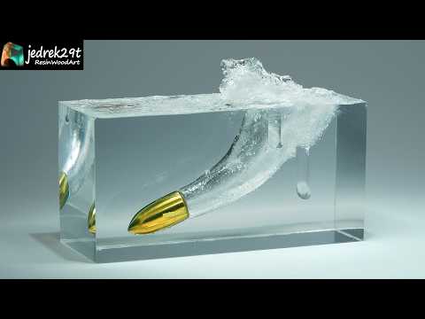 Bullet Underwater. Unbelievable!  - Slow Motion Resin Art Project
