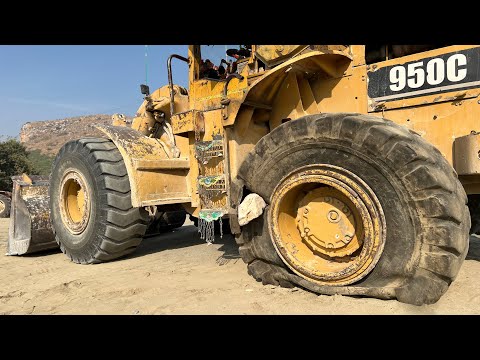 Impossible Repair! Dozer Tyre Pierced by Sharp Rock in Mountains | Shocking Fix