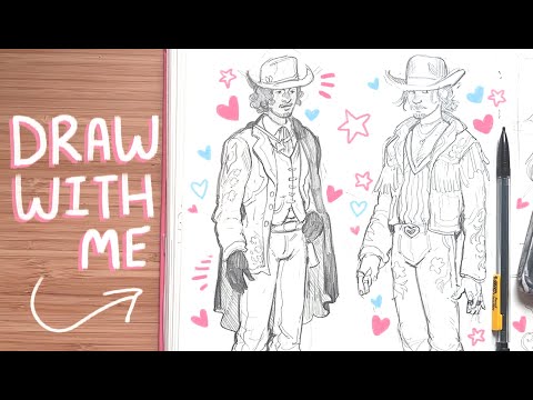 draw with me ✿ western fashion outfits for my cowboy characters!