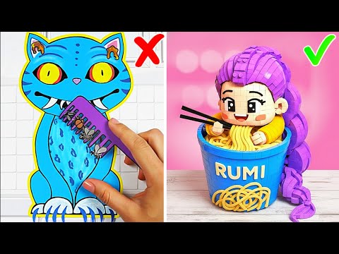 LEGO Rumi vs Paper Derpy! *Fun KPop Demon Hunters Gamebook & DIY Gadgets*