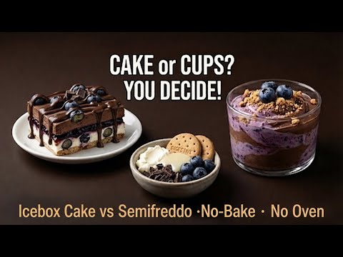 Blueberry + Chocolate = 2 No-Bake Desserts! Icebox Cake vs. Semifreddo Cups!