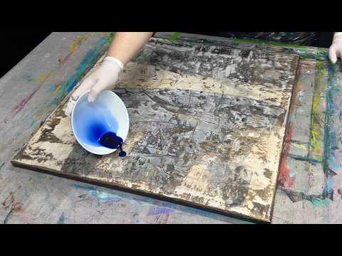 Abstrakte Acrylmalerei mit Strukturpaste, Lasuren und Tinte