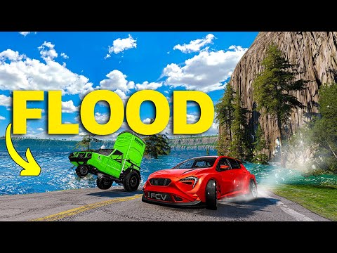 Flood Escape but our CARS are RANDOMIZED! - BeamNG