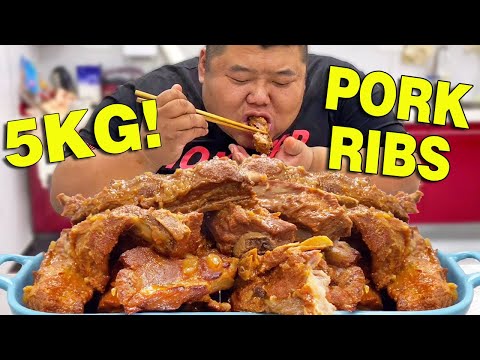 A 250 kg fat man eats 5 kg of Korean style pork ribs alone, making people drool #Fat Monkey
