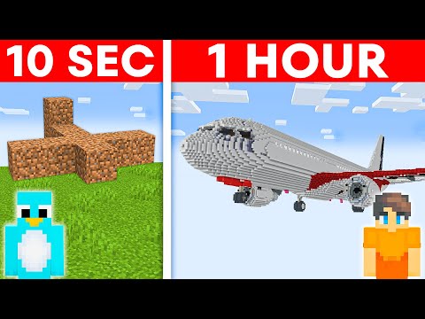 10 Seconds vs 1 Hour - Airplane Build Challenge in Minecraft