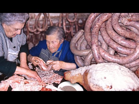 Homemade hams and sausages in the village. The pork tradition that fed our elders