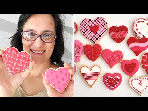 Satisfying Cookie Decorating - Simple Heart Cookies |Compilation|