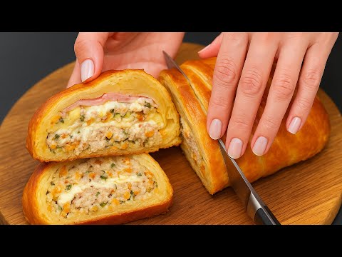 Blätterteigrolle mit Hackfleisch, Schinken und Käse – So einfach und unglaublich lecker!
