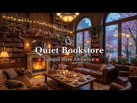 Quiet Bookstore Jazz Cafe - Spring Jazz and Tranquil Cozy Ambience for Work, Study and Relaxation