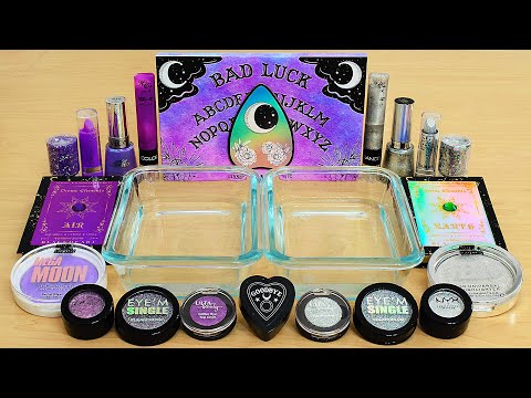Purple vs Holo - Mixing Makeup Eyeshadow Into Slime ASMR