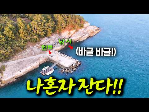 물고기가 바글바글한 방파제에서 혼자 보내면 어떨까?? / 섬에서 작은 캠핑과 낚시여행!! (통영 추도, 박선비tv / 전갱이 회)