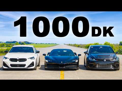 Ferrari SF90 v Golf R & BMW M240i 1.000 dk: DRAG RACE