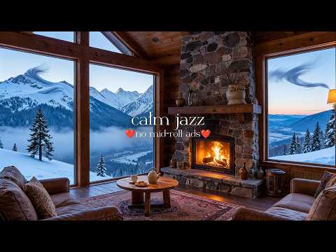 ❄️ Cozy Winter Jazz (NO MID-ROLL ADS) – Fireplace Comfort & Snowy Night Ambience