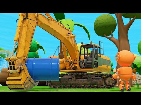益智動畫：太一和挖掘機搬運油桶