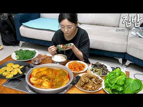 Real Mukbang:) Korean Comfort Home Meal ☆ Braised Tofu, Pork Bulgogi, Korean Side Dishes