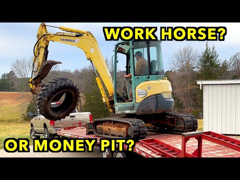Excavator In Action On The Farm, & A Sawmill Surprise.  Yanmar VIO50