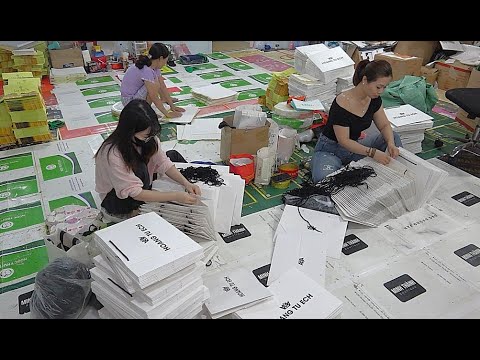 Shopping bag mass production process! Vietnamese paper factory