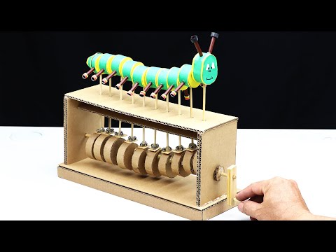How to make Caterpillar Automata Toy from Cardboard - Automata DIY