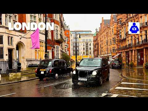 London's Richest Neighbourhood in Winter Rain | Mount Street & New Bond Street 4K