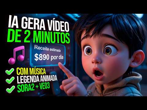 Apenas 1 Prompt: IA Faz Vídeo Completo de 2 Minutos com Música - Sora2 + VEO3