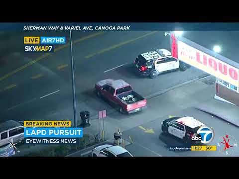 LAPD chase pickup truck through the San Fernando Valley