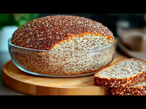 Gesundes Brot aus 5 Zutaten in 5 Minuten! Ohne Mehl und Hefe 🍞💪