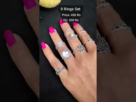 Silver Antique Style 9 Rings Pack #onlinejewellery #onlineshopping #onlinerings