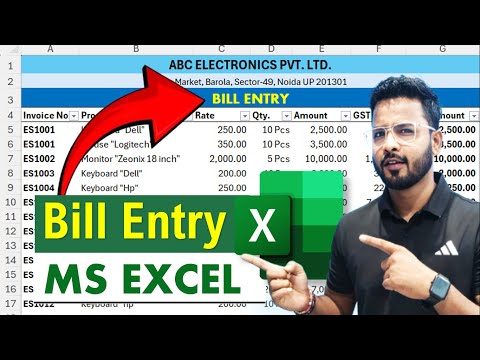 Excel Tutorial : Bill entry in Excel | Data entry in Excel | Microsoft Excel