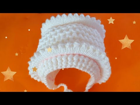 Шапочка-чепчик для Маленьких Принцесс!🌟Спицами (от 1 месяца до 3-ёх)