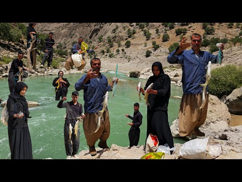 Nomadic Adventure | Nomadic River Fishing | Nomadic Family in the Mountains of Iran🌊🎣🏡