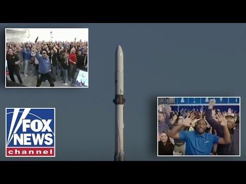 CROWD GOES WILD after successful rocket launch
